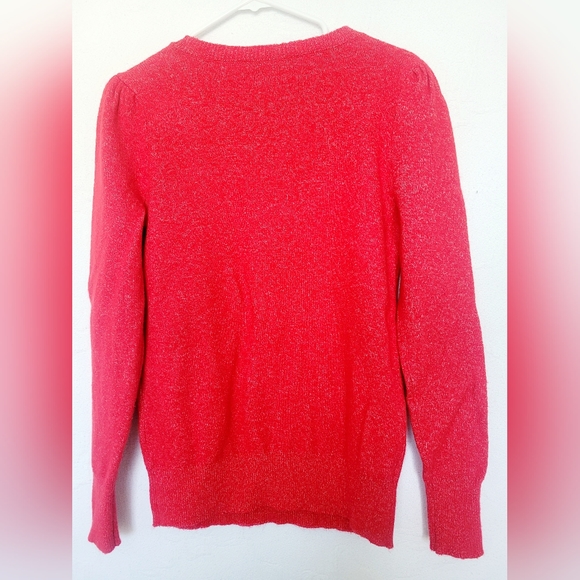 Loft Women's Heart Sweater Cotton/Wool Blend Red Soft Small - Picture 5 of 16